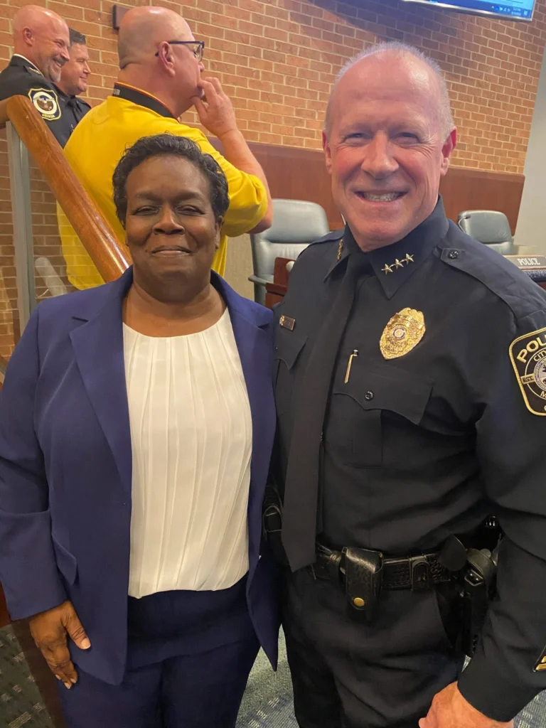 City of Marietta Commissioner Cheryl Richardson with Chief of Police (Ret.) Marty Ferrell